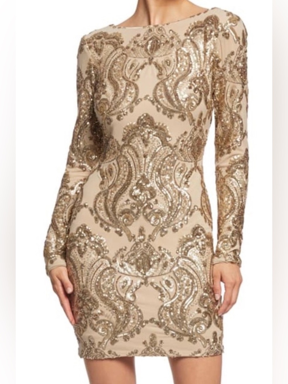 Dress the Population Women's Lola Long Sleeve Sequin Dress